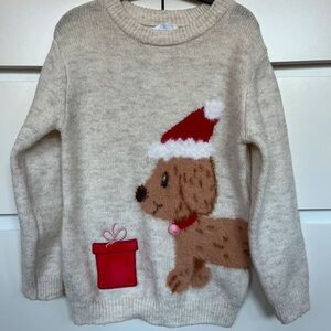 Primark Beige Sweater with Holiday Dog Motif